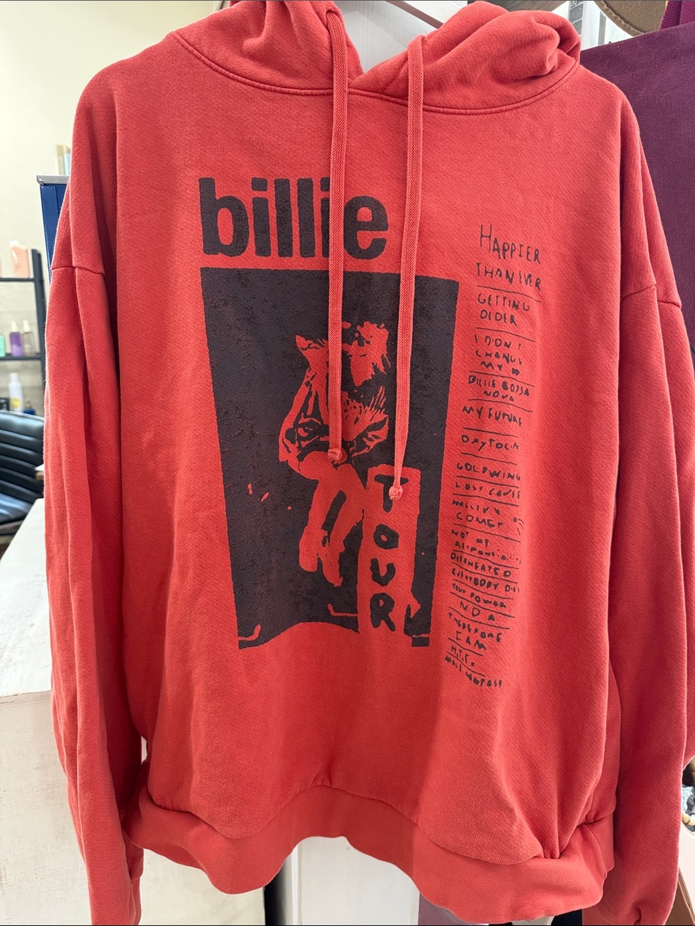 Billie Elish Tour Red Graphic Hoodie Sweatshirt
